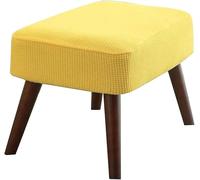Stretch Protective Cover For Ottoman & Footstool - Elastic Jacquard Fabric Fits Rectangular, Square & Round Stools, Bench Seat, Leg Rest Adjustable Snug Fit(Yellow)