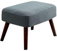 Stretch Protective Cover For Ottoman & Footstool - Elastic Jacquard Fabric Fits Rectangular, Square & Round Stools, Bench Seat, Leg Rest Adjustable Snug Fit(Dark Grey)