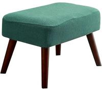 Stretch Protective Cover For Ottoman & Footstool - Elastic Jacquard Fabric Fits Rectangular, Square & Round Stools, Bench Seat, Leg Rest Adjustable Snug Fit(Matcha Green)