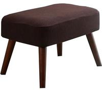 Stretch Protective Cover For Ottoman & Footstool - Elastic Jacquard Fabric Fits Rectangular, Square & Round Stools, Bench Seat, Leg Rest Adjustable Snug Fit(Curry)