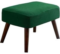 Stretch Protective Cover For Ottoman & Footstool - Elastic Jacquard Fabric Fits Rectangular, Square & Round Stools, Bench Seat, Leg Rest Adjustable Snug Fit(Dunkelgrün)