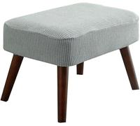 Stretch Protective Cover For Ottoman & Footstool - Elastic Jacquard Fabric Fits Rectangular, Square & Round Stools, Bench Seat, Leg Rest Adjustable Snug Fit(Light Grey)