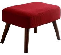 Stretch Protective Cover For Ottoman & Footstool - Elastic Jacquard Fabric Fits Rectangular, Square & Round Stools, Bench Seat, Leg Rest Adjustable Snug Fit(Burgundy)