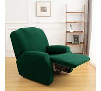 Stretch Recliner Chair Cover,4 Pieces Sofa Cover Slipcover Couch Covers,Armchair Cover Non-Slip Furniture Protector,Elastic Spandex Soft Recliner Chair Protector with Side Pocket(1 Seater Green)