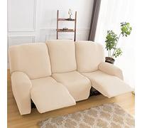Stretch Recliner Chair Cover,8-Pieces Sofa Cover Slipcover Couch Covers,Armchair Cover Non-Slip Furniture Protector ,Elastic Spandex Soft Recliner Chair Protector with Side Pocket(3 Seater Beige)