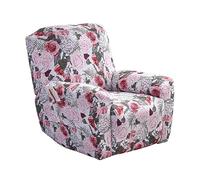 Stretch Recliner Chair Covers, 4-Piece Recliner Slipcovers Print Recliner Cover Soft Spandex Reclining Chair Couch Cover Furniture Protector with Pocket (Flower08)