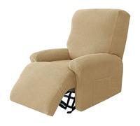 Stretch Recliner Chair Covers 4-Piece Soft Sofa Slipcovers with Pocket Pet-Friendly Armchair Protector for Kids 1-Seater Reclining Sofa - Camel