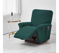 Stretch Recliner Covers, Jacquard Recliner Chair Slipcovers, Polyester Furniture Cover Recliner Sofa Couch Cover With Pocket for Living Room Sofa Cover (A Dark Green)