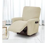 Stretch Recliner Covers, Jacquard Recliner Chair Slipcovers, Polyester Furniture Cover Recliner Sofa Couch Cover With Pocket for Living Room Sofa Cover (Beige)
