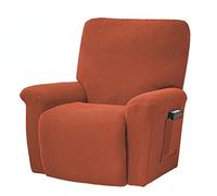 Stretch Recliner Slipcovers Fleece Recliner Chair Cover with Side Pocket Non Slip Washable Furniture Protector with Elastic Bottom for Living Room Water Repellent Recliner Chair Cover ReddishBrown