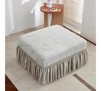 Stretch Rectangle Ottoman Cover with Ruffle Skirt, Jacquard Storage Ottoman Slipcover Footstool Protector - Removable Washable Thick Soft Fabric for Modular Sectional Sofa(A,2pack)