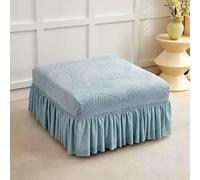 Stretch Rectangle Ottoman Cover with Ruffle Skirt, Jacquard Storage Ottoman Slipcover Footstool Protector - Removable Washable Thick Soft Fabric for Modular Sectional Sofa(G,2pack)