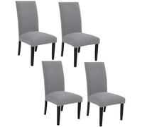Stretch Removable Washable Dining Chair Covers - 4PCS Light Gray Slipcovers for Kitchen Hotel Ceremony Banquet Wedding Party - Protect & Refresh Your Dining Chairs