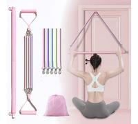 Stretch Resistance Band Kit with Pilates Bar 5 Tubes 100LBS Multi Functional Bands for Full Body Training Portable Home Gym Strength Sports fitness equipment for Women/Men Professional TPE Material