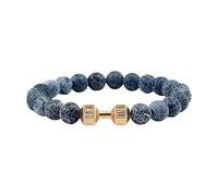 Stretch Rope Strands For Men Featuring Natural Elegant Lavaed Stone And Dumbbell Charm Daily Use Casual Wear Dumbbell Charm