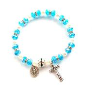 Stretch Rosary Bracelet with Jesus Crucifix Elastic Beaded Bracelet Ornament Prayer Beads Bracelet Religious Gifts