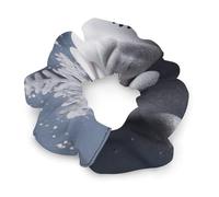 Stretch Satin Hair Scrunchies, Snowman Stars And Snowflakes Print Bun Hair Accessories Stretchy Hair Bands Fashion Hair Bands for Women
