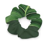 Stretch Satin Hair Scrunchies, Summer Tropical Leaf Print Bun Hair Accessories Stretchy Hair Bands Fashion Hair Bands for Women