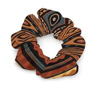 Stretch Satin Hair Scrunchies, Traditional African Design Pattern Print Bun Hair Accessories Stretchy Hair Bands Fashion Hair Bands for Women