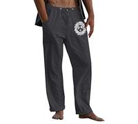 Stretch Scrub Pants for Mens Mens Linen Trousers Long Leg Casual Pants Drawstring Waist Lightweight Beach Pants Athletic Sweatpants(085-Dark Gray,XXL)