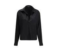 Stretch Silk Satin Polo, female, Tom Ford, Shirts, Black, 2XS, Blouses & Shirts 2XS