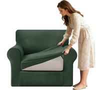 Stretch Sofa Cover for 2 Seater with Separate Cushs Velvet Couch Slipcovers Fitted Washable Mum Gray 5 Pieces Perfect for Home Decor