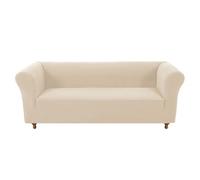 Stretch Sofa Cover for 3-Cushion Chesterfield Couch - Fabric, Non-Slip Pet-Resistant Protector, Soft Furniture Cover for Living Room (Nature)