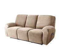 Stretch Sofa Cover for Recliners Soft Velvet 3-Seater Protector Anti-Slip Armchair Slipcover Relaxing Chair Cover Camel Color Furniture Protector