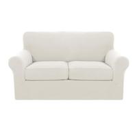 Stretch Sofa Cover Non Slip Couch Slipcovers for 2 Seater Fur Protector with Seat & Backrest Covers Easy Fit White Settee Cover