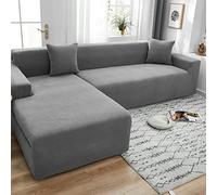 Stretch Sofa Cover Non-Slip Elastic Machine Washable Couch Protector Light Grey Fits 3-Seater Sofas 190-230 cm Furniture Shield