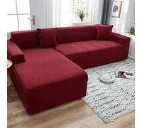 Stretch Sofa Cover Non-Slip Elastic Machine Washable Furniture Protector 3-Seater (Wine Red Fits 190-230 cm)