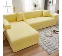 Stretch Sofa Cover Non-Slip Elastic Machine Washable Furniture Protector for 2-Seater Couch (Yellow Fits 145-185 cm)