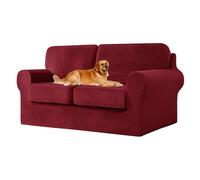 Stretch Sofa Cover Set, Anti-Slip Couch Protector, Bury 5-Piece, Separate Cush & Backrest Covers, Fits Lar 2-Seater Living Room Fur