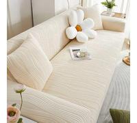 Stretch Sofa Cover, Sofa Cover 1,2,3,4 Seater,Washable Non-slip Solid Color Couch Cover All-Inclusive,General Couch Protector, For Living Room U/L-Shaped Sectional Sofas,White,3seat