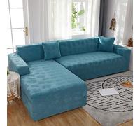 Stretch Sofa Cover with Peninsula Leaf Design Scratch Resistant Recliner Sofa Protector for Living Room Lake Blue Fits 1 Seater 90 140cm