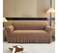 Stretch Sofa Cover with Ruffle Skirt Easy to Install Spandex Slipcover Country Style Furniture Protector for Armchair Loveseat Sectional Sofa (Beige 1 Seater 90140cm)