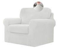 Stretch Sofa Cover with Separate Backrests Covers and Seat Cushions, Sofa Slipcover Anti-Slip with Elastic Band, Jacquard Fabric Furniture Protector (1 Seater(80-120cm),White)