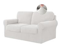 Stretch Sofa Cover with Separate Backrests Covers and Seat Cushions, Sofa Slipcover Anti-Slip with Elastic Band, Jacquard Fabric Furniture Protector (2 Seater(145-178cm),White)
