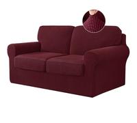 Stretch Sofa Cover with Separate Cushs & Backrest, Elastic Couch Slipcover for Living Room & Bedroom (2-Seater, Bury)