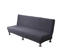 Stretch Sofa Cover Without Armrests, Elastic Slipcover for 1-Seater Sleeper Sofa, Grey Sofa Throw, Arm-Free Couch Protector, and Stylish Sofa Housse.