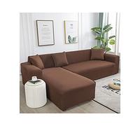 Stretch Sofa Cover without Arms Dark Brown 3Seater Couch Slipcover Universal Polyester Furniture Protector for Large Sofas Easy to Install