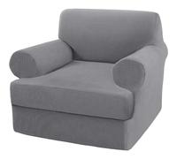 Stretch Sofa Covers with Separate T Cushion Covers Jacquard Sofa Slipcover Replacement Washable Furniture Protector with Elastic Bottom (Armchair,Light Grey)
