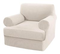 Stretch Sofa Covers with Separate T Cushion Covers Jacquard Sofa Slipcover Replacement Washable Furniture Protector with Elastic Bottom (Armchair,White Teeth)