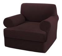 Stretch Sofa Covers with Separate T Cushion Covers Jacquard Sofa Slipcover Replacement Washable Furniture Protector with Elastic Bottom (Armchair,Brown)