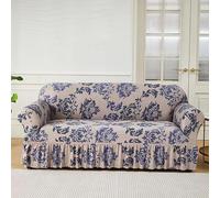 Stretch Sofa Covers with Skirt - Modern Floral Pattern Elastic Bottom Couch Cover Non-Slip Fabric Sofa Armchair Slipcovers Dust-Proof Furniture Protector for 1-4 Seat Dog Pet (M(145-185CM),#12)