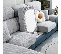 Stretch Sofa Cushion Covers L Shaped Sofa Seat Cushion Covers Replacement 1 2 3 Seater Separate Couch Seat Cover Jacquard Plush Furniture Protector With Elastic Bottom ,GrayB-3-seater-X（135-165cm）