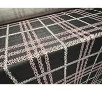 Stretch Spandex Double Jersey Fabric, per metre - Tartan Plaid Jacquard - Dusky Pink