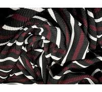 Stretch Spandex Rib Jersey Knit Fabric, per metre - Stripe - Black, Burgundy & White