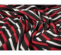 Stretch Spandex Rib Jersey Knit Fabric, per metre - Stripe - Black, red & White