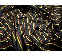 Stretch Spandex Rib Jersey Knit Fabric, per metre - Stripe - Black Yellow & red